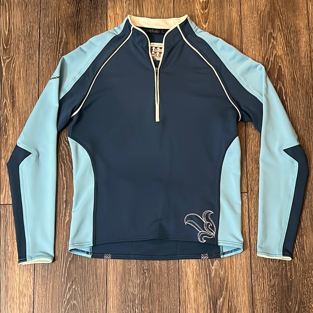 Cannondale Navy and Light Blue Long Sleeve 1/4 Zip Cycling Jacket Ladies Small